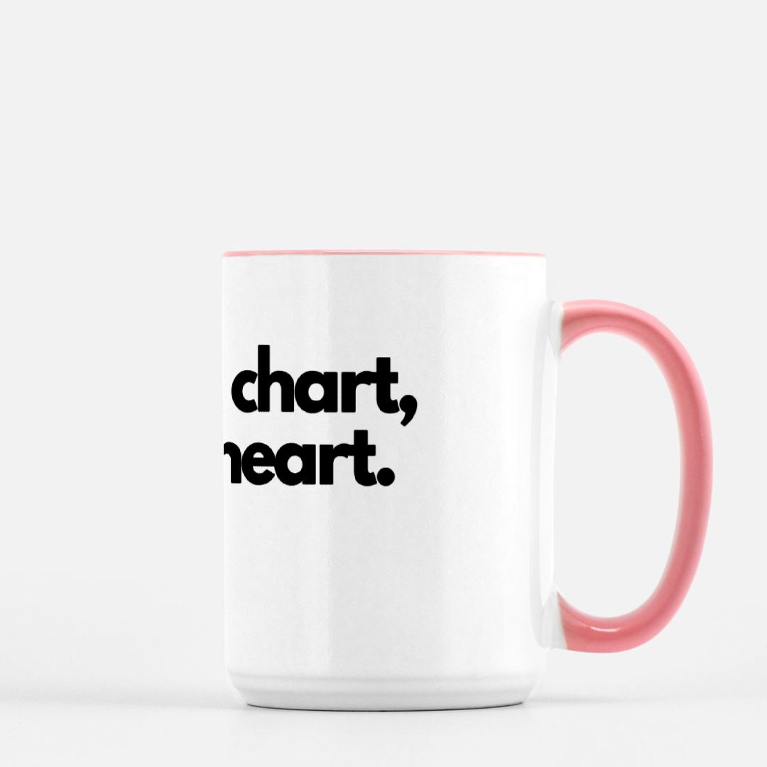 Trade the Chart Mug Deluxe 15oz. (Pink + White)